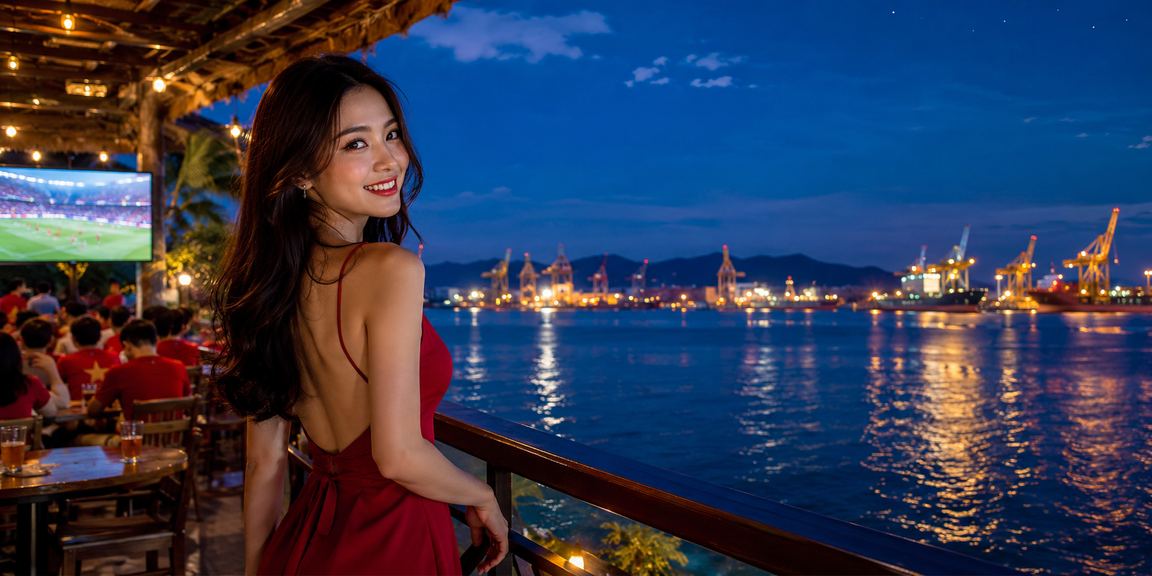 Người chơi tại bãi biển Hải Phòng đặt cược thể thao trên điện thoại trong buổi chiều