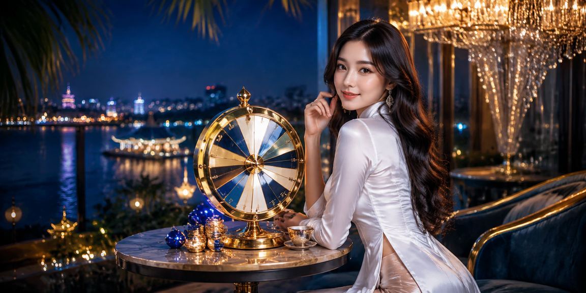 Người chơi Roulette tại Hà Nội với trang phục áo dài truyền thống trong không gian casino sang trọng