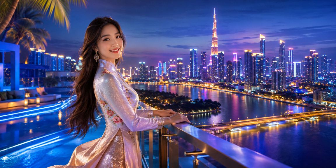 Người chơi bài tại TP.HCM với trang phục áo dài trong không gian casino sang trọng