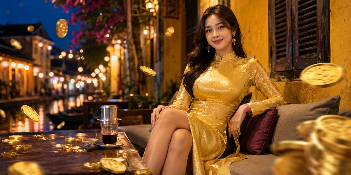 Người dùng xem kèo thể thao tại Hội An với trang phục áo dài truyền thống